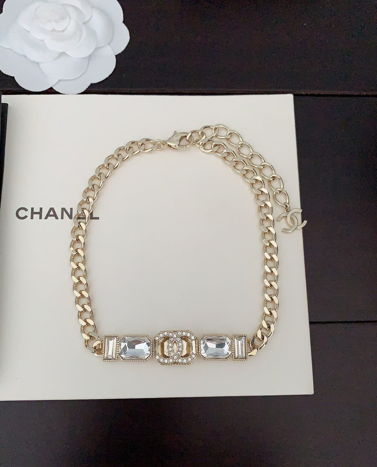 18K Chanel Pearls Crystals Vintage Necklace