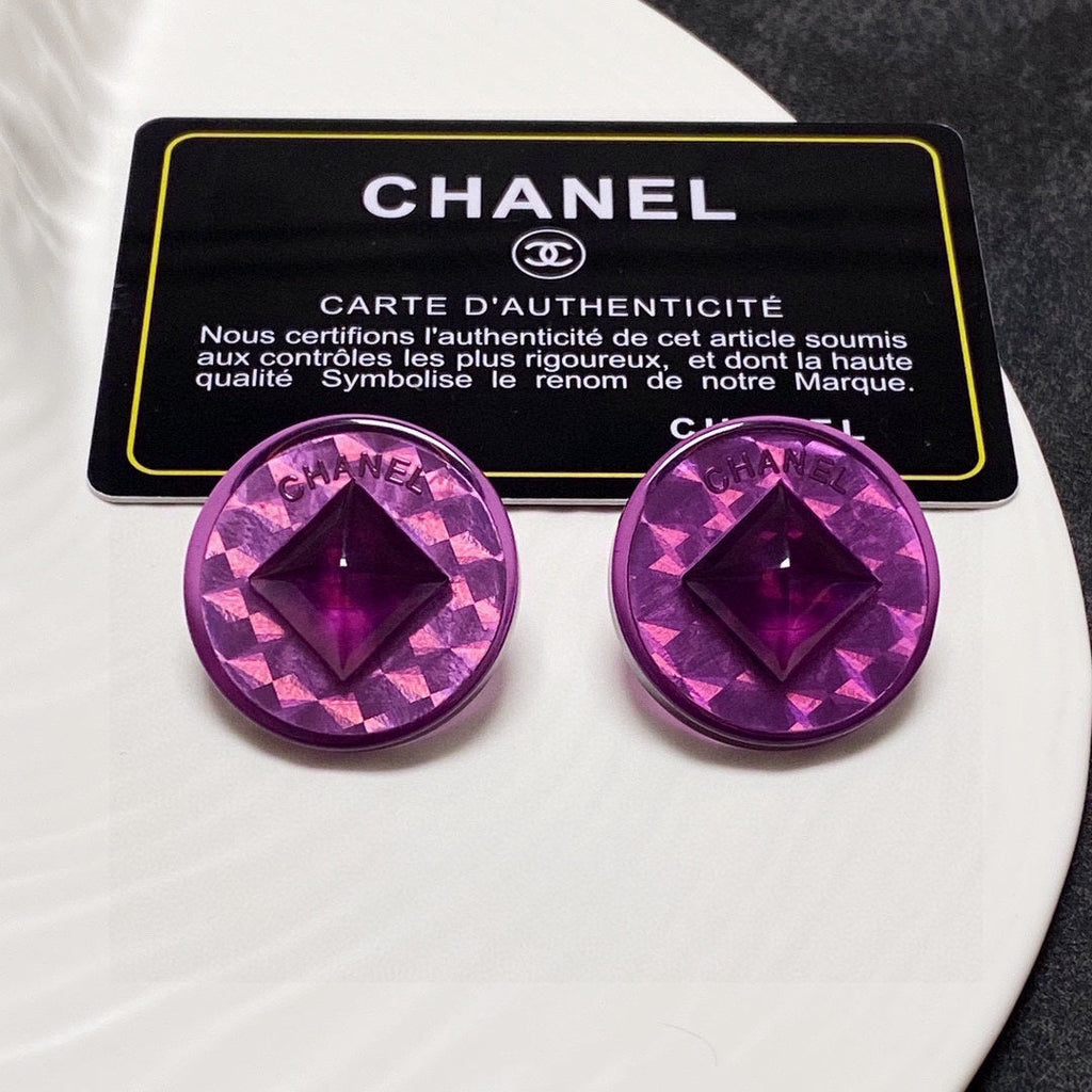 18K Vintage Chanel Purple Earrings