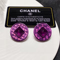 18K Vintage Chanel Purple Earrings
