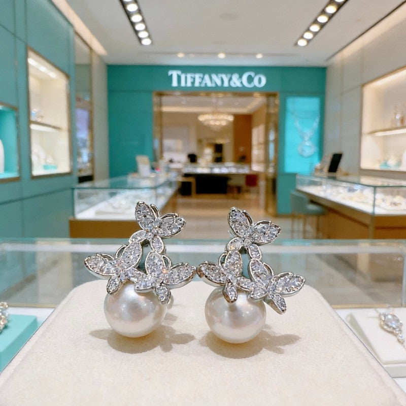 18K Tiffany & Co. Diamond Pearl Earrings