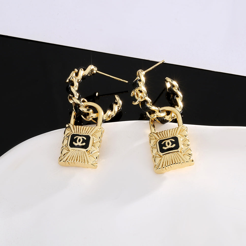 18K Chanel Lock Earrings