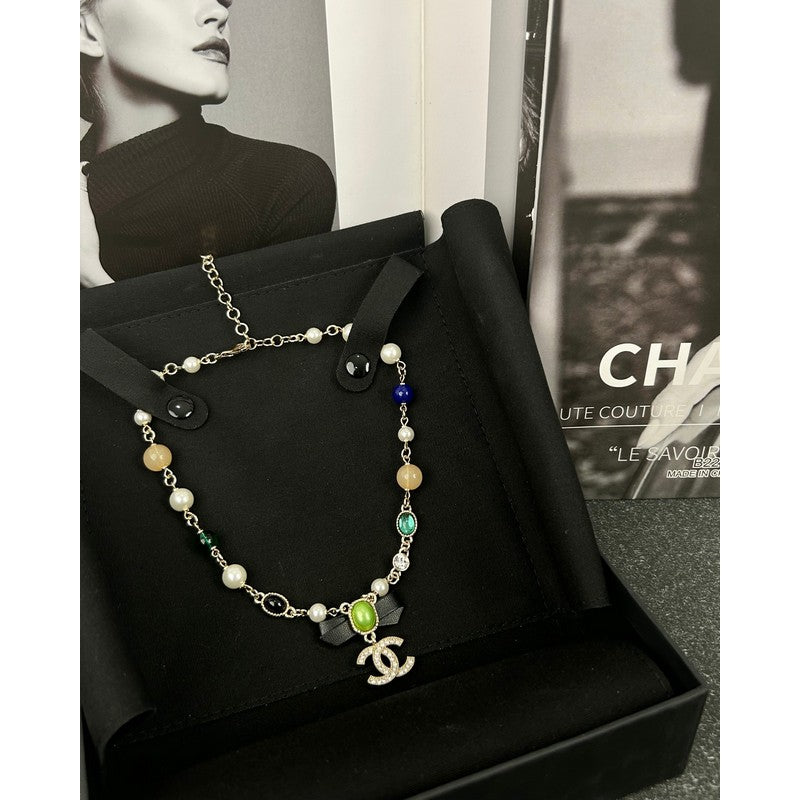 18K Chanel Crystal Bow Necklace