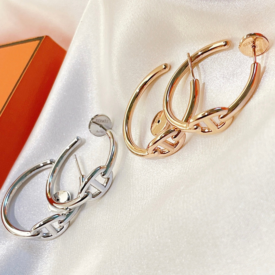18K Chaine D'Ancre Hermès Earrings