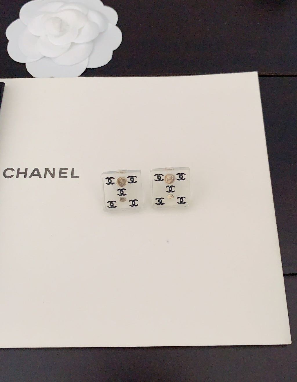 18K Chanel Transparent Resin Earrings