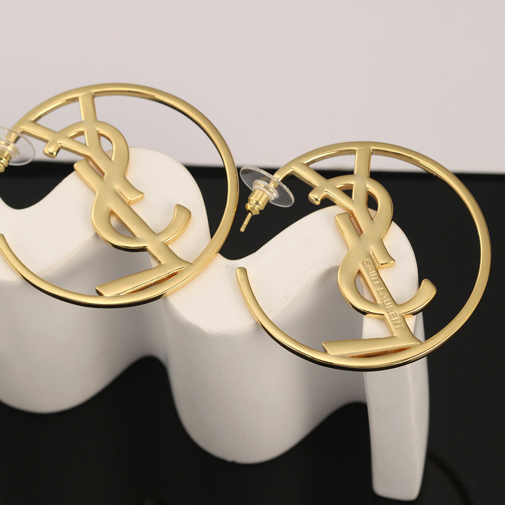 18K Saint Laurent YSL Monogram Earrings
