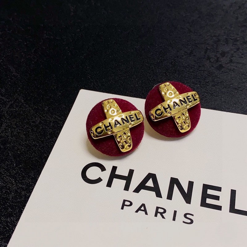 18K Chanel Red Yellow Gold Earrings