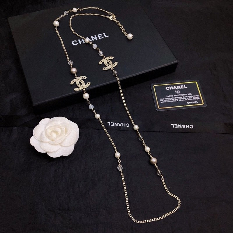 18K Chanel Long Pearl Necklace
