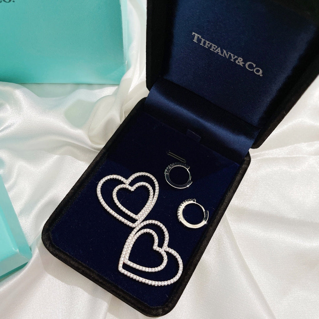 18K Tiffany & Co. Double Heart Diamond Earrings