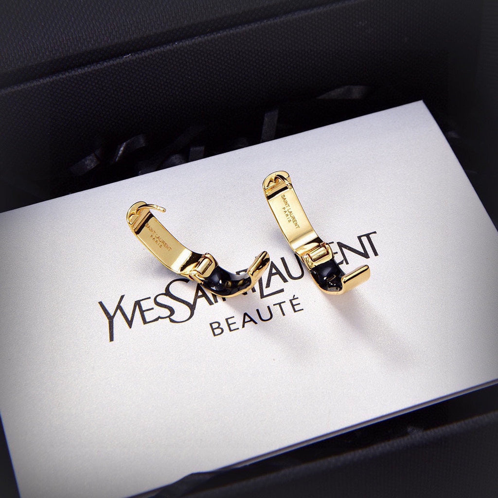 18K Saint Laurent YSL Black Earrings