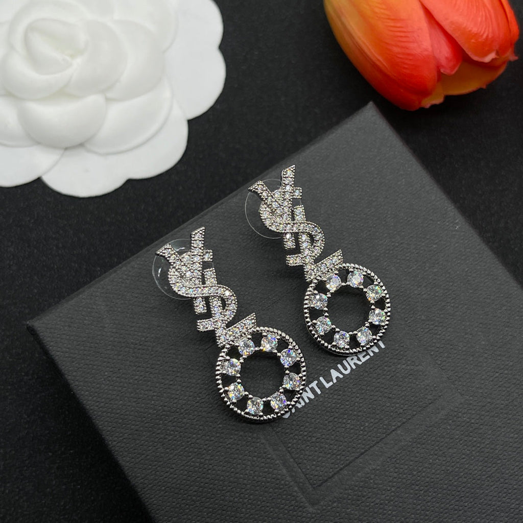 18K Saint Laurent YSL Diamonds Earrings