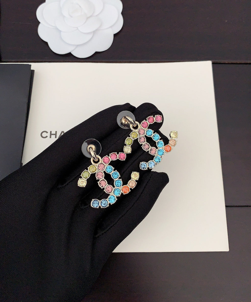 18K Chanel Color Crystals Earrings