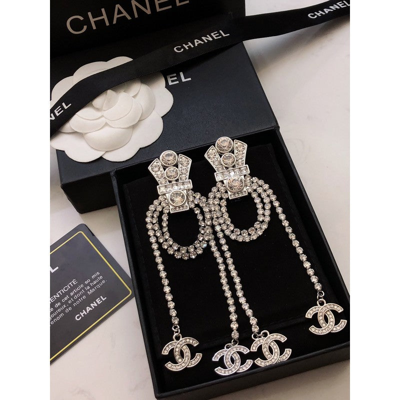 18K Chanel Tassel Crystal Earrings