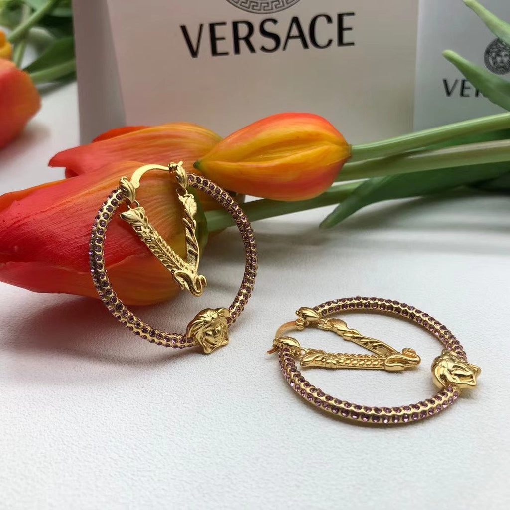 18K Versace Pink Crystals Earrings