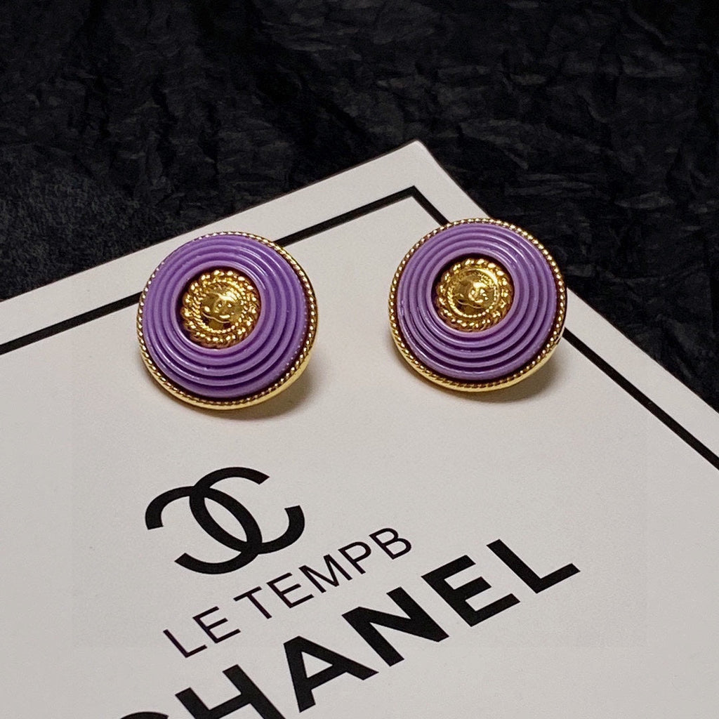 18K Chanel Purple Resin Earrings