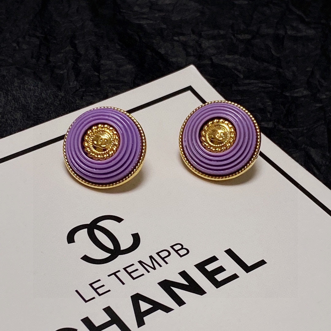18K Chanel Purple Resin Earrings