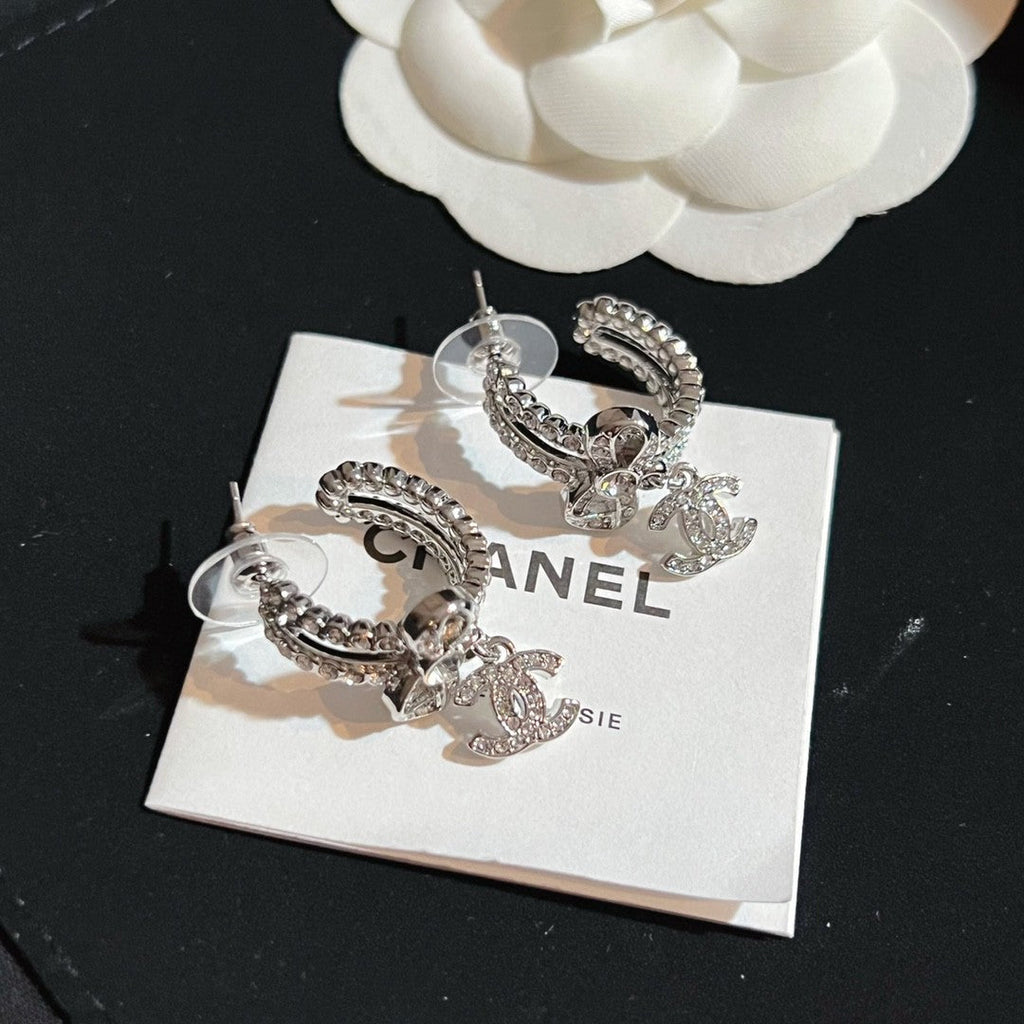 18K Chanel Diamond Pendant Earrings