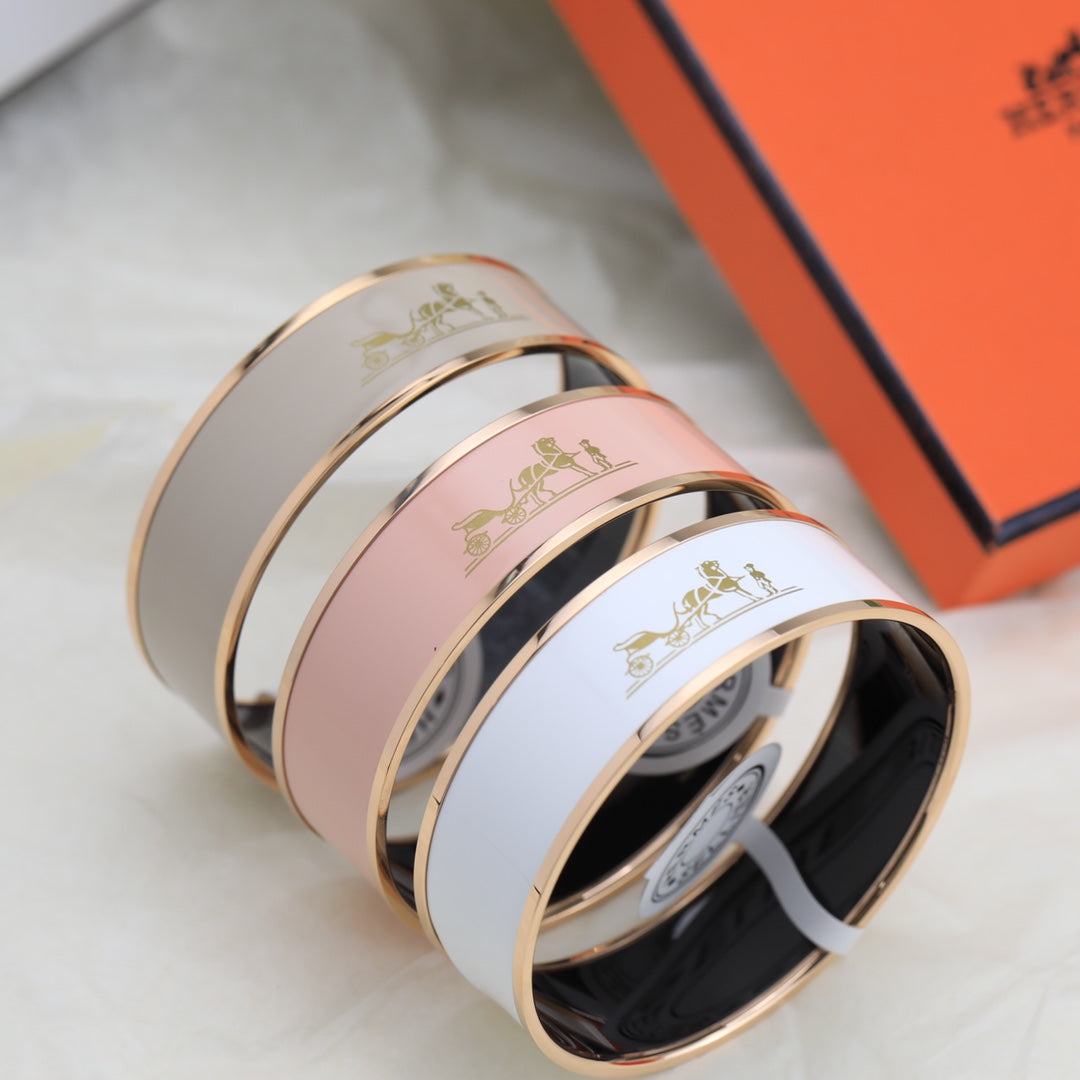 18K Enamel Cal¨¨che Wide Bangle Hermès Bracelet
