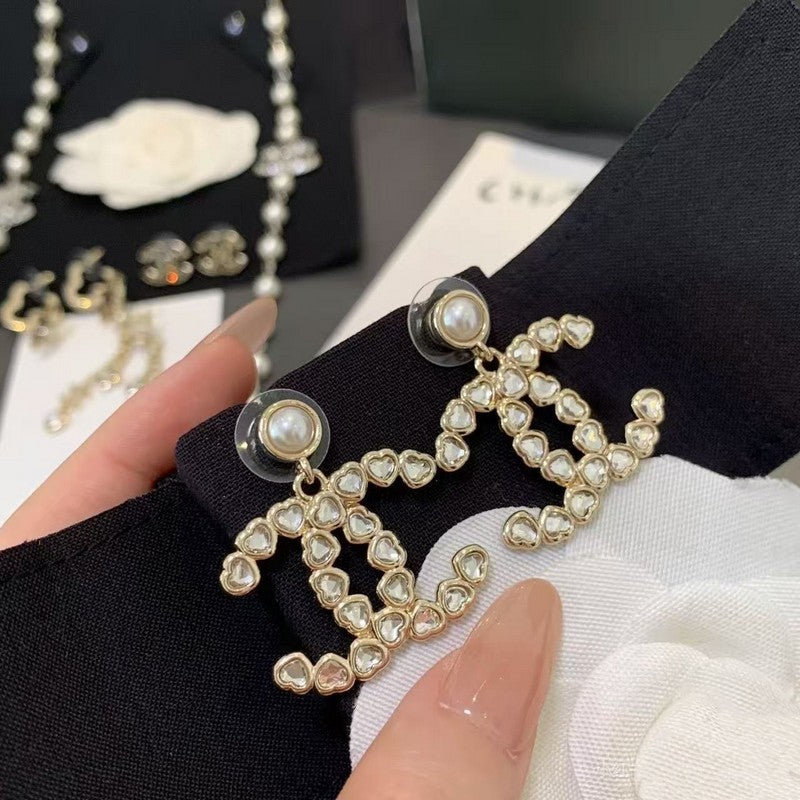 18K Chanel Pearl & Crystal Earrings