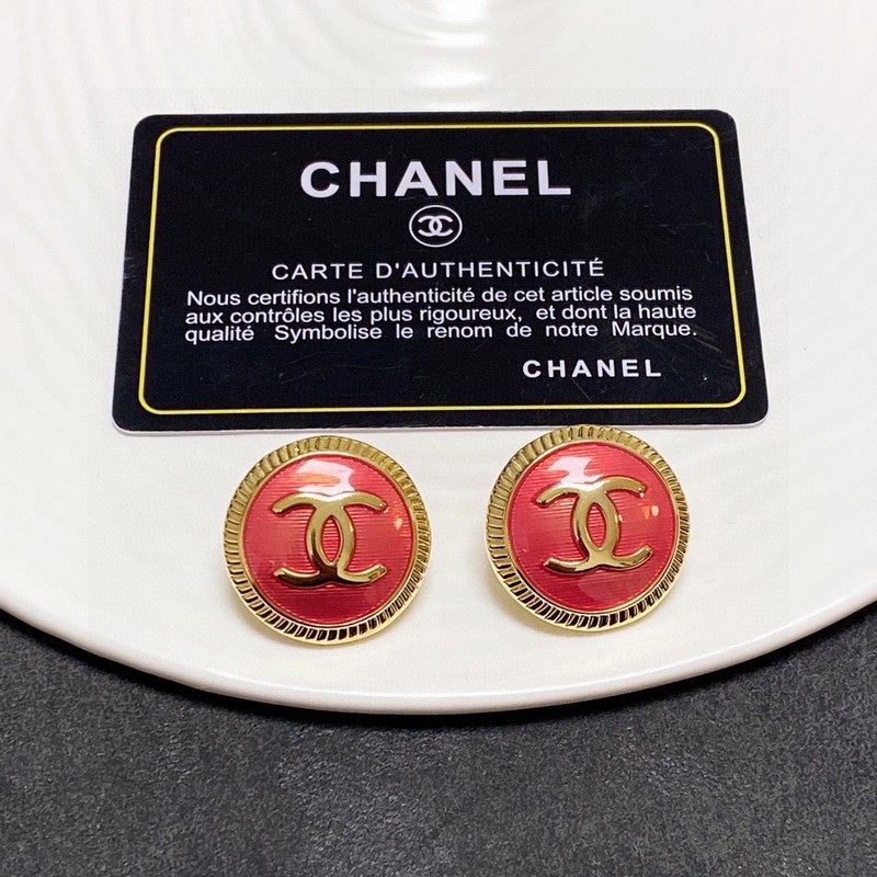 18K Chanel Pink Round Earrings