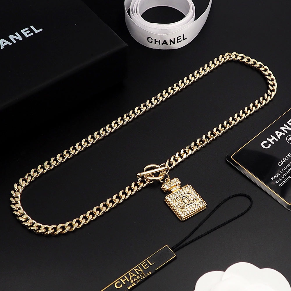 18K Chanel Diamond Perfume Bottle Pendant Necklace