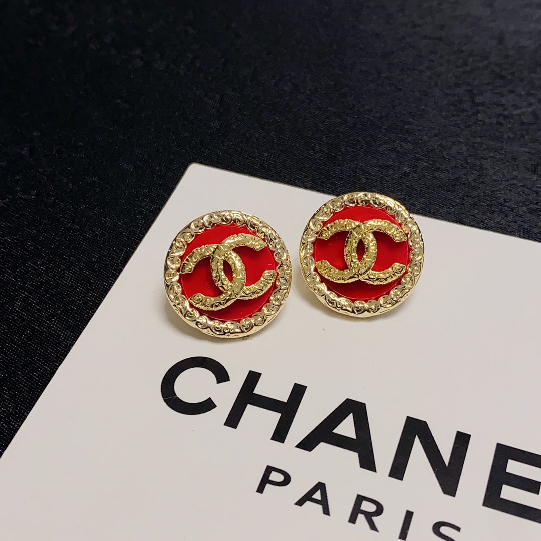 18K Chanel Black & Red Earrings