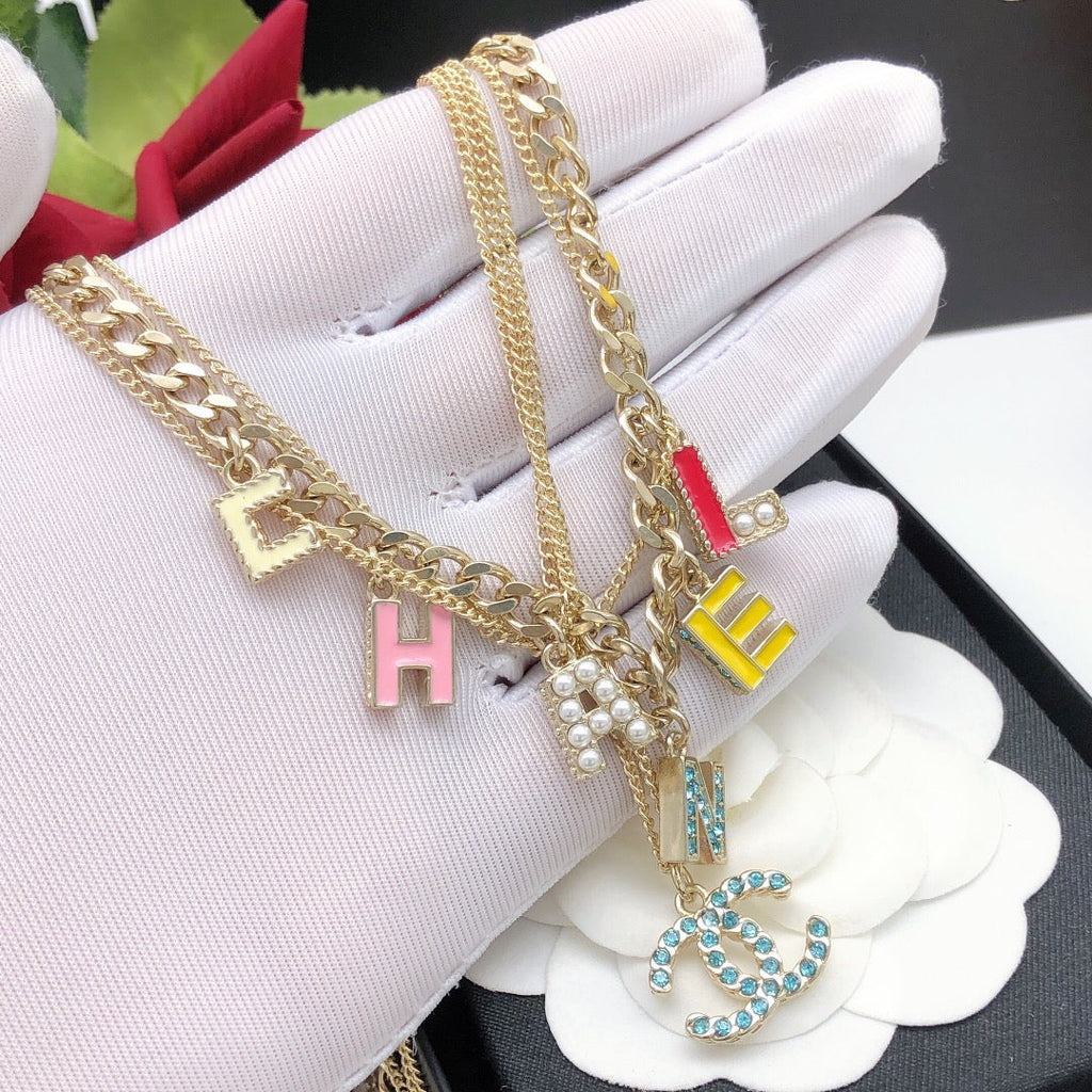 18K Chanel Color Typo Necklace