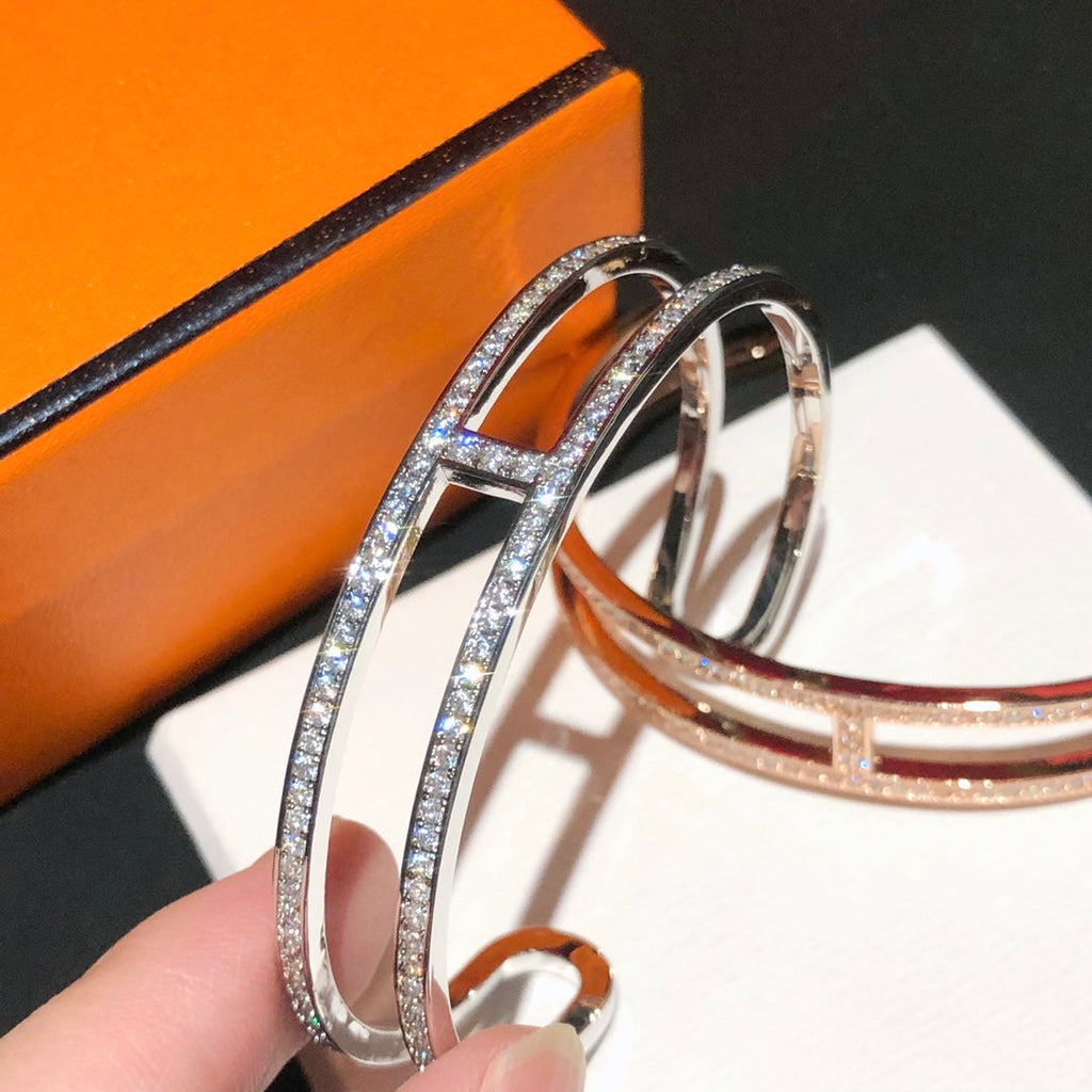 18K Ever Chain D¡¯ancre Cuff Diamond Hermès Bracelet