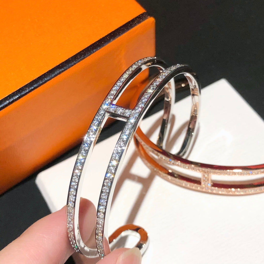 18K Ever Chain D¡¯ancre Cuff Diamond Hermès Bracelet