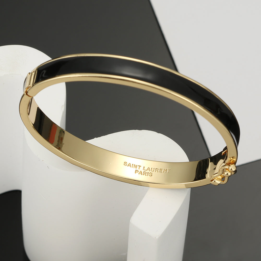 18K Saint Laurent YSL Black Bracelet