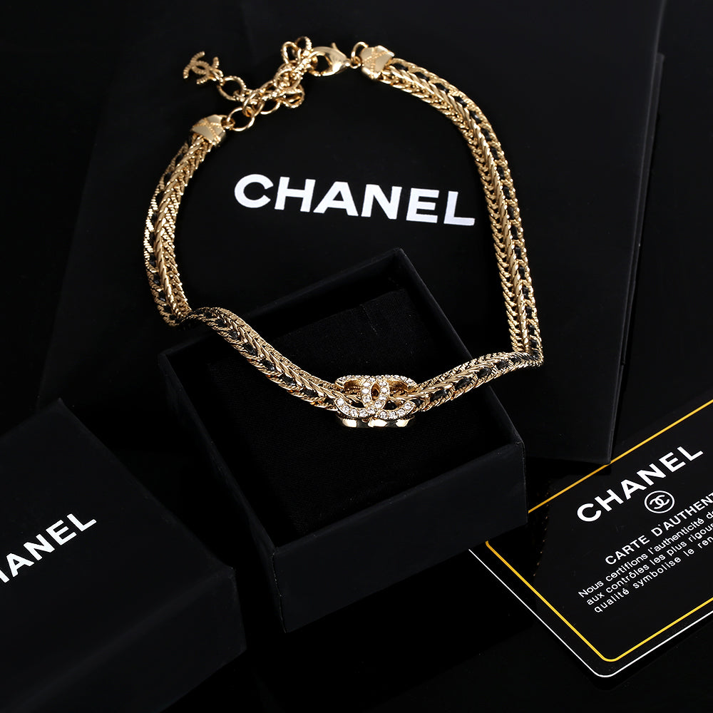 18K Chanel Strass Chain Choker Necklace