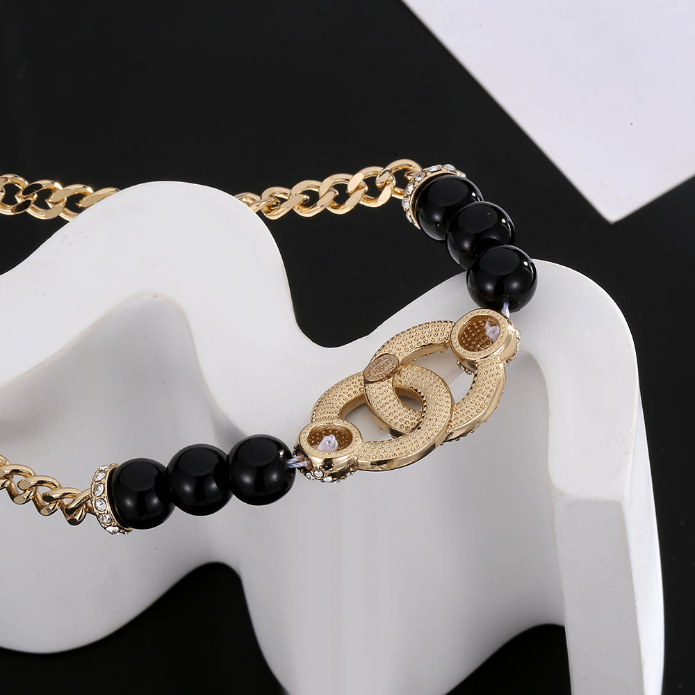 18K Chanel Black Pearls Diamonds Necklace