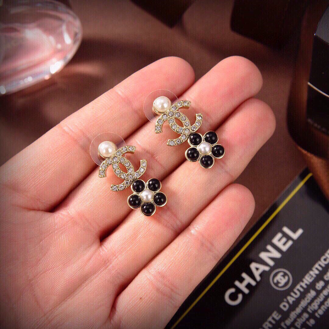 18K Chanel Butterfly Pendant Earrings