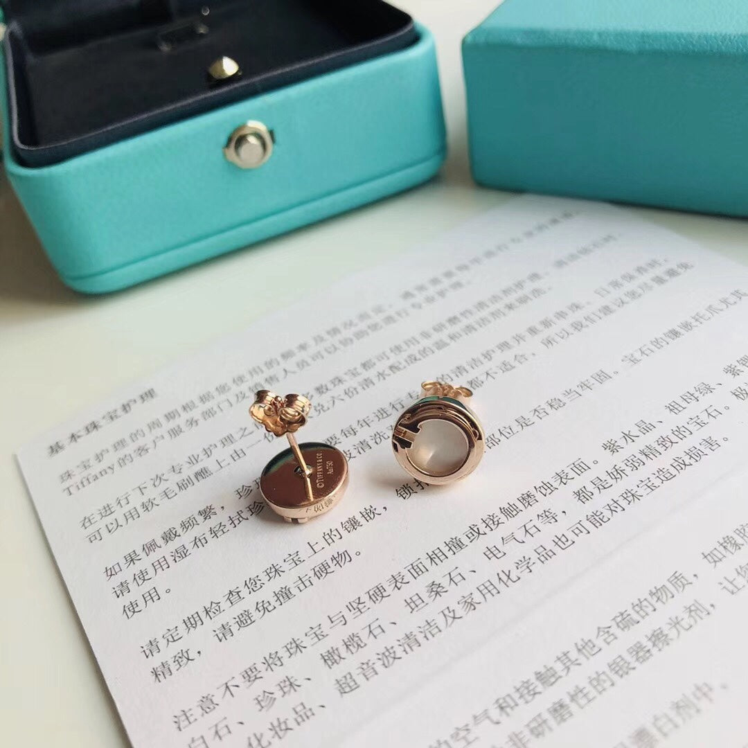 18K Tiffany & Co. Mother-Of-Pearl Circle Earrings