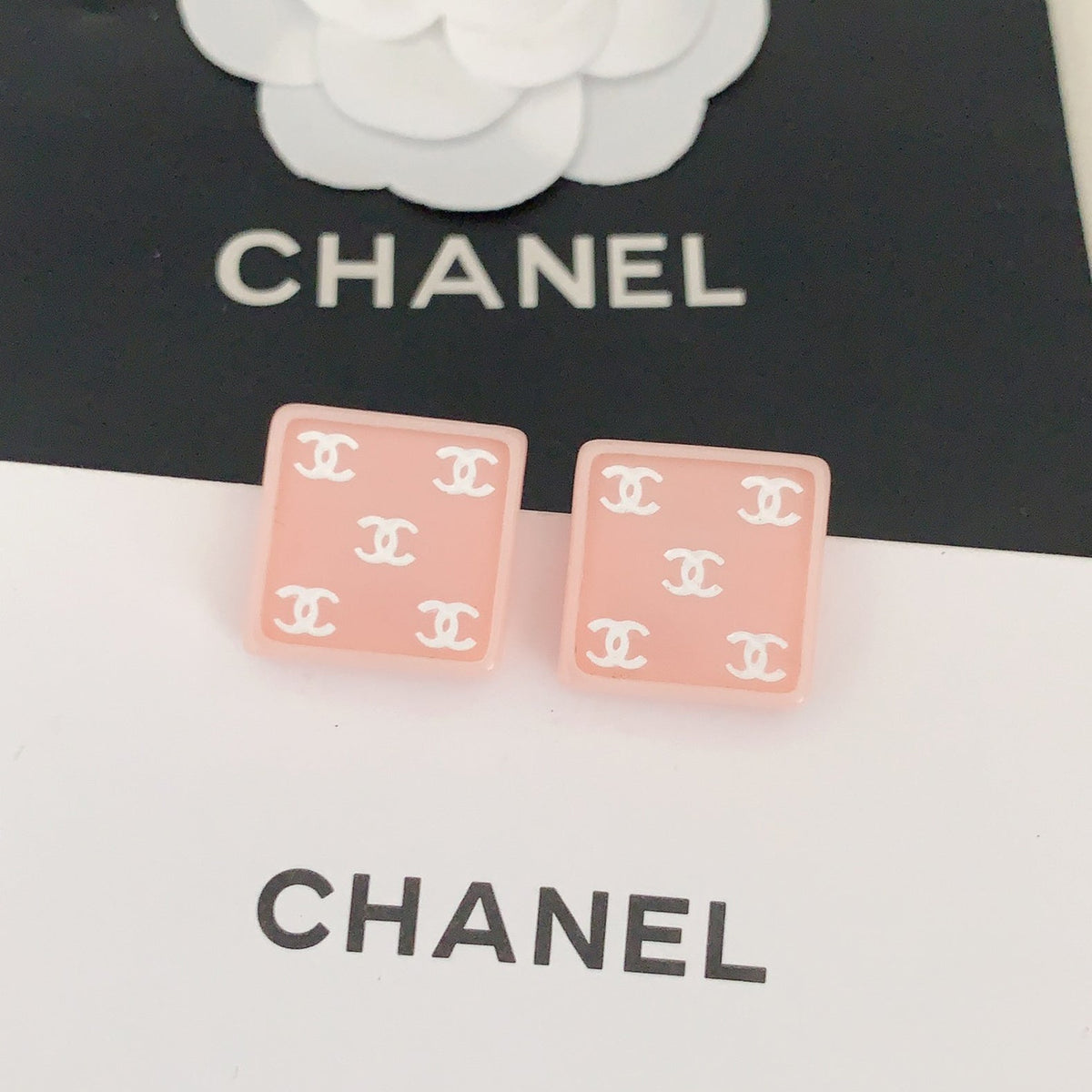 18K Chanel Pink Resin Earrings