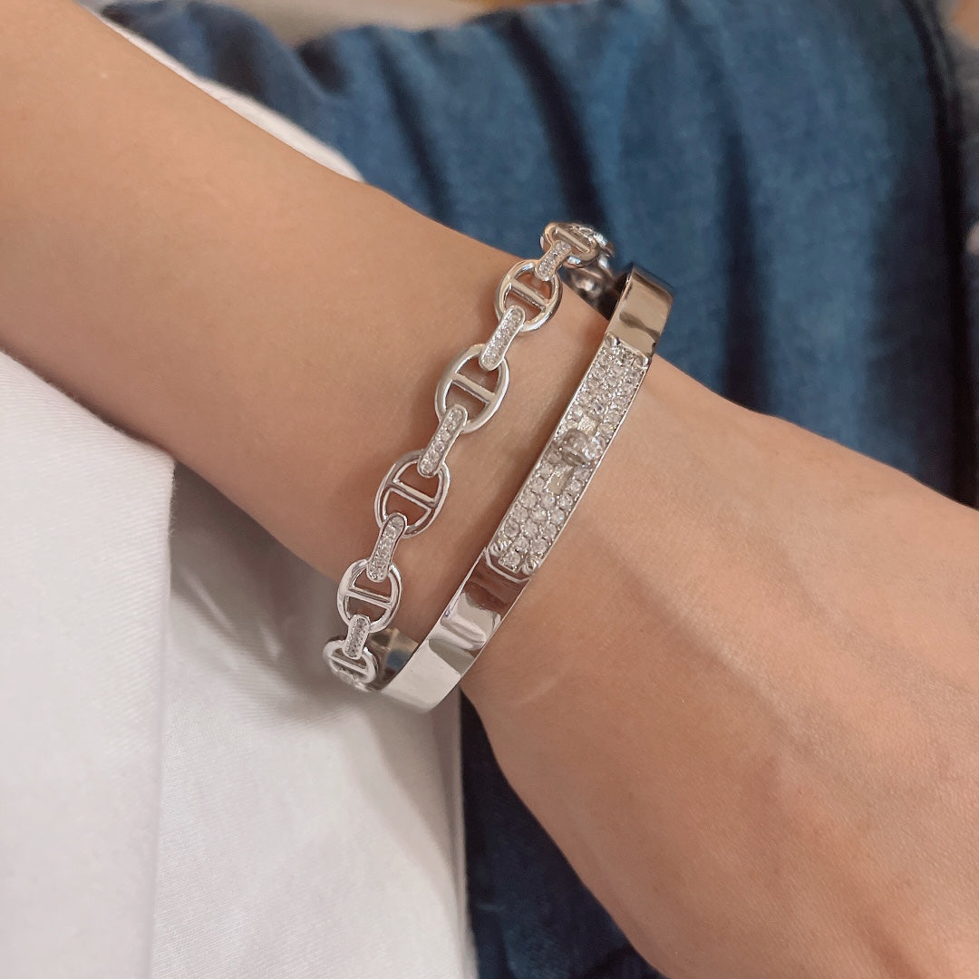 18K Kelly Double Tour Diamond Hermès Bracelet
