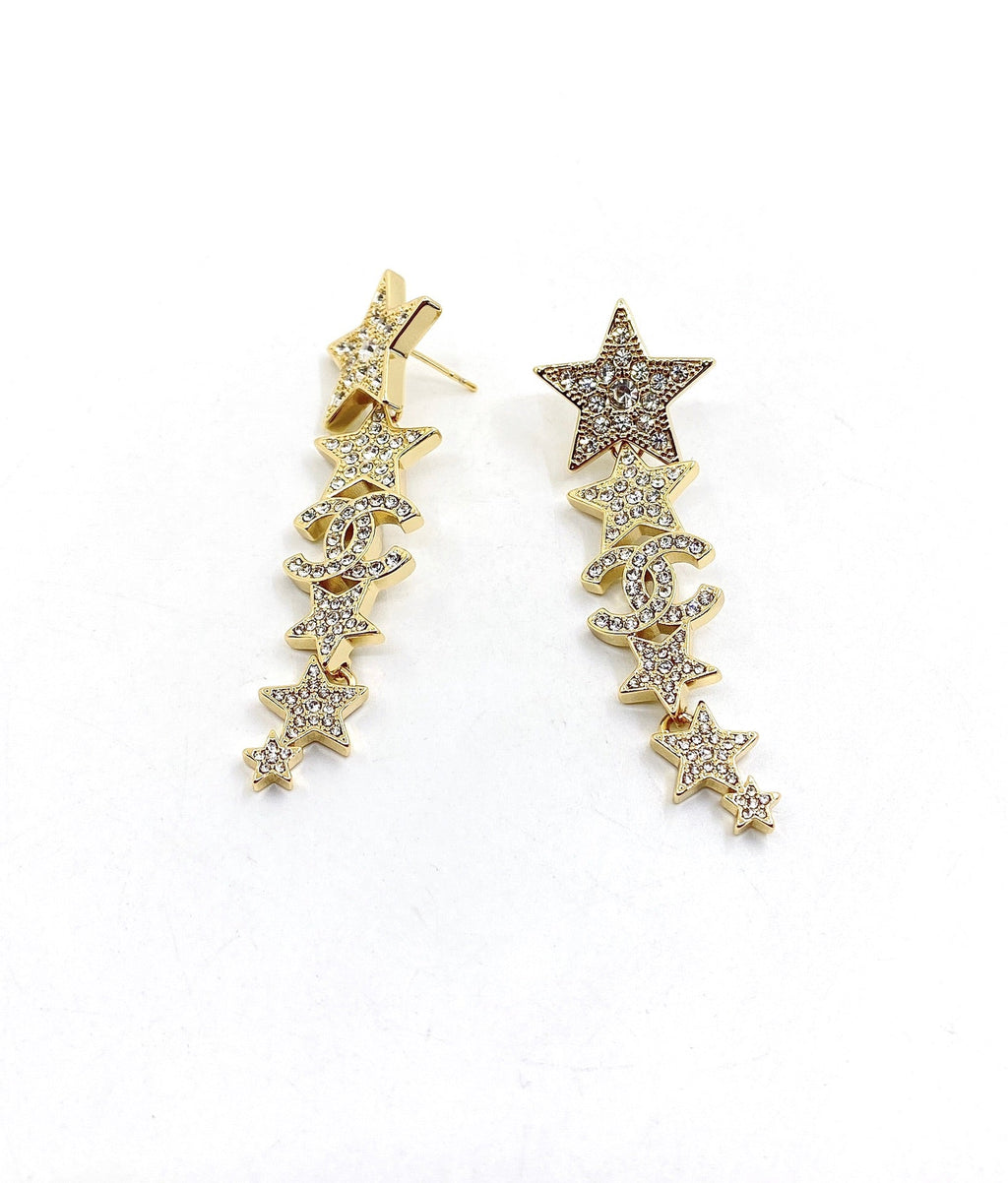 18K Chanel Star Diamonds Pendant Earrings
