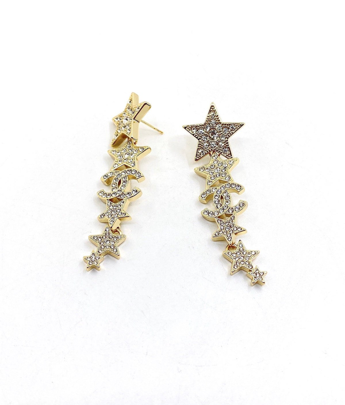 18K Chanel Star Diamonds Pendant Earrings