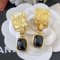 18K Chanel Black Crystal Earrings