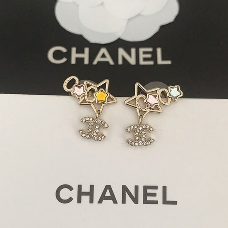 18K Chanel Color Crystal Star Earrings
