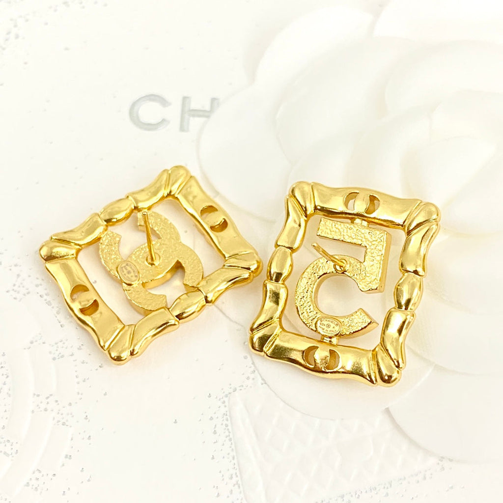 18K Chanel No.5 Square Diamond Earrings