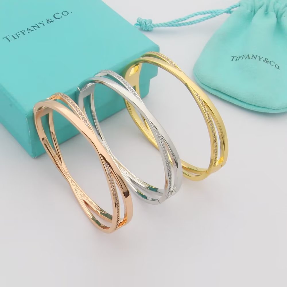 18K Tiffany & Co. Atlas x Narrow Hinged Bangle Bracelet