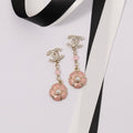 18K Chanel Black & Pink Camellia Diamond Long Earrings