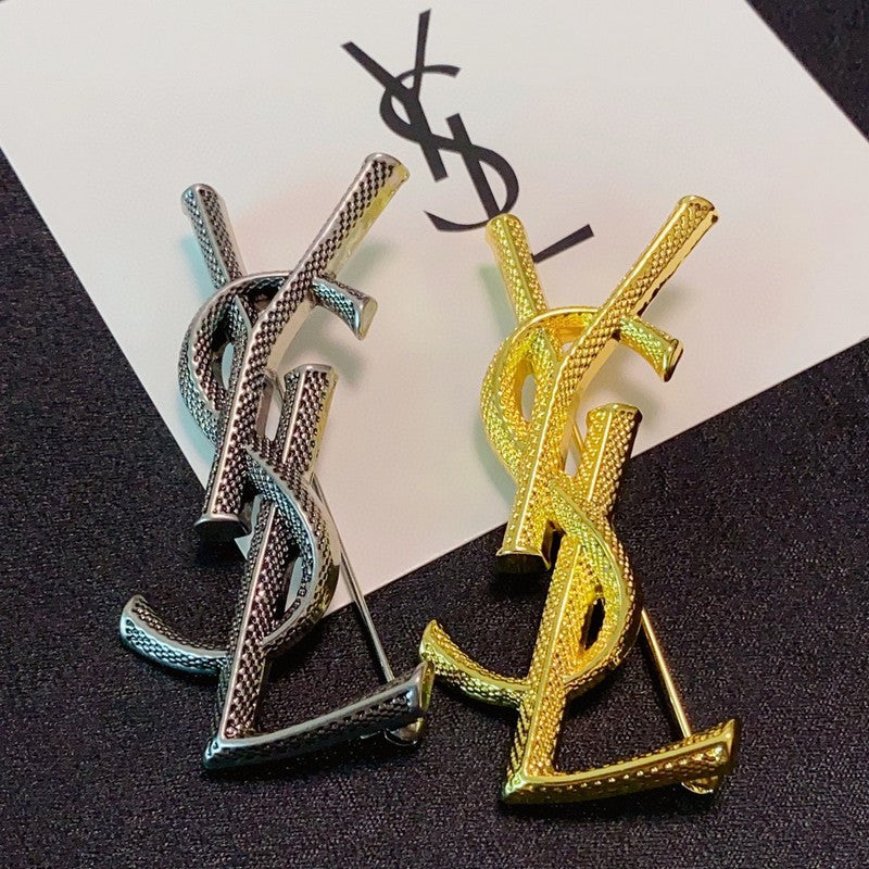 18K Saint Laurent YSL Three Color Brooch