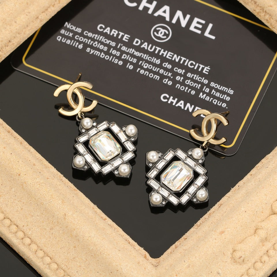 18K Chanel Crystal Earrings