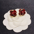 18K Chanel Red & Pink Camellia Earrings