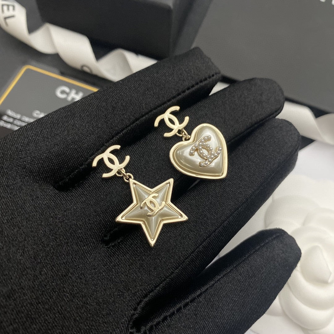 18K Chanel Heart & Star Earrings