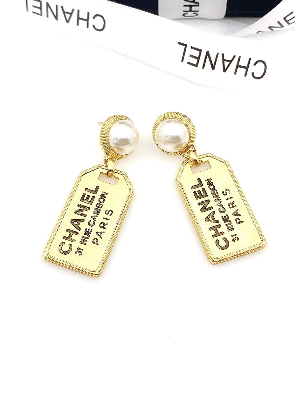 18K Chanel Paris Pearl Earrings