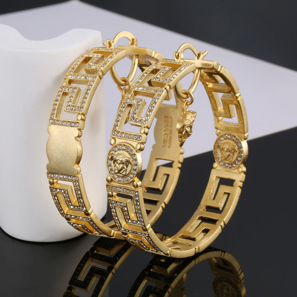 18K Versace Round Crystals Earrings