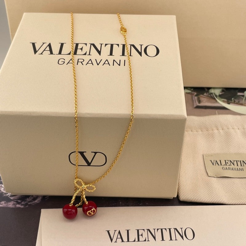 18K Valentino VLogo Red Cherry Gold Necklace