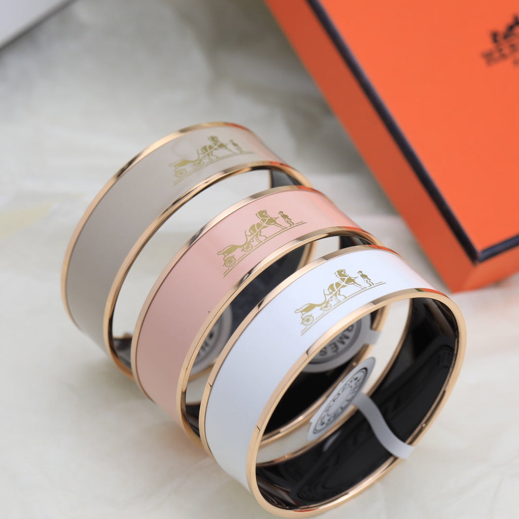 18K Enamel Cal¨¨che Wide Bangle Hermès Bracelet